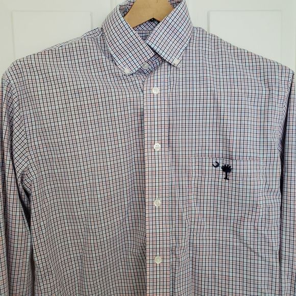 Palmetto Moon Long Sleeve Button Down Shirt Blue Pink Plaid Size Small - Picture 5 of 10